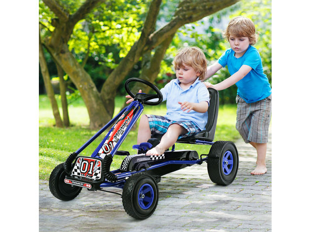 Costway 4 Wheels Kids Ride On Pedal Powered Bike Go Kart Racer Car Outdoor Play Toy - Blue