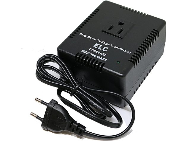 ELC 500 Watt Voltage Converter Transformer Heavy Duty Compact - Step Down - 220/240 to 110/120 Volt - Light Weight - Travel - For Hair Straightener, Toothbrush, TVs, Laptops, Chargers