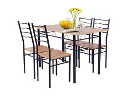 Costway 5 Piece Dining Table Set with 4 Chairs Wood Metal Kitchen Breakfast Furniture