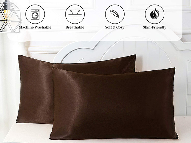 Satin Pillowcases (Brown/2-Pack)