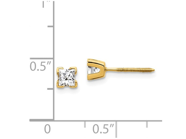 1/2 Carat (ctw I1, H-I) Princess Cut Diamond Solitaire Stud Earrings in 14K Yellow Gold