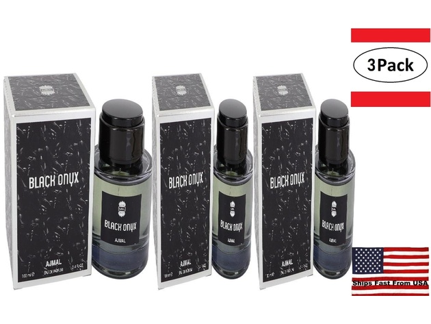 3 Pack Black Onyx by Ajmal Eau De Parfum Spray (Unisex) 3.4 oz for Women