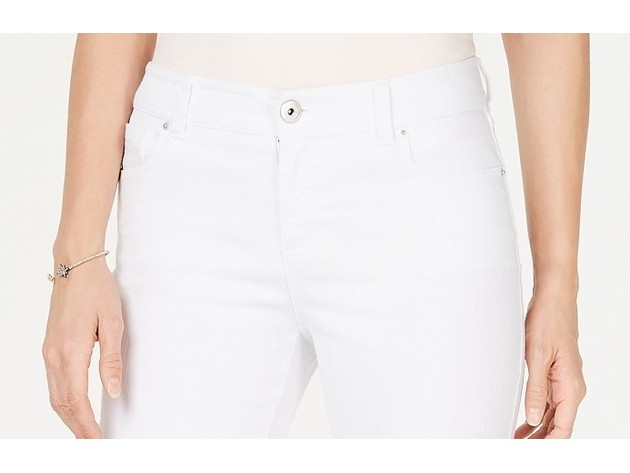 INC International Concepts.Women's Curvy-Fit Cropped Straight-Leg Jeans White Size 10