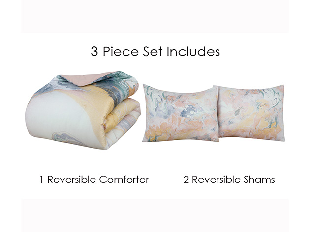 Gingham & Thread Marble Blush Comforter Set (Full/Queen)