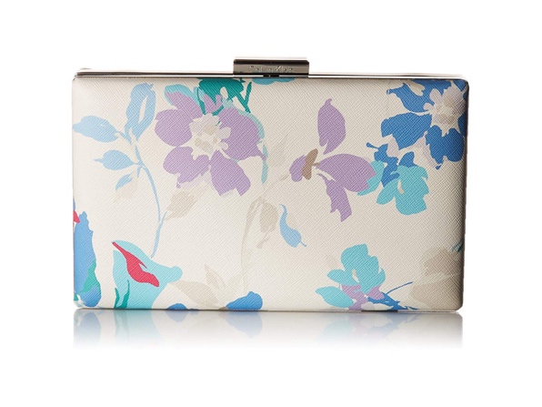 Calvin Klein Small Floral Clutch, Saffiano leather; trim: leather, Silver toned exterior hardware