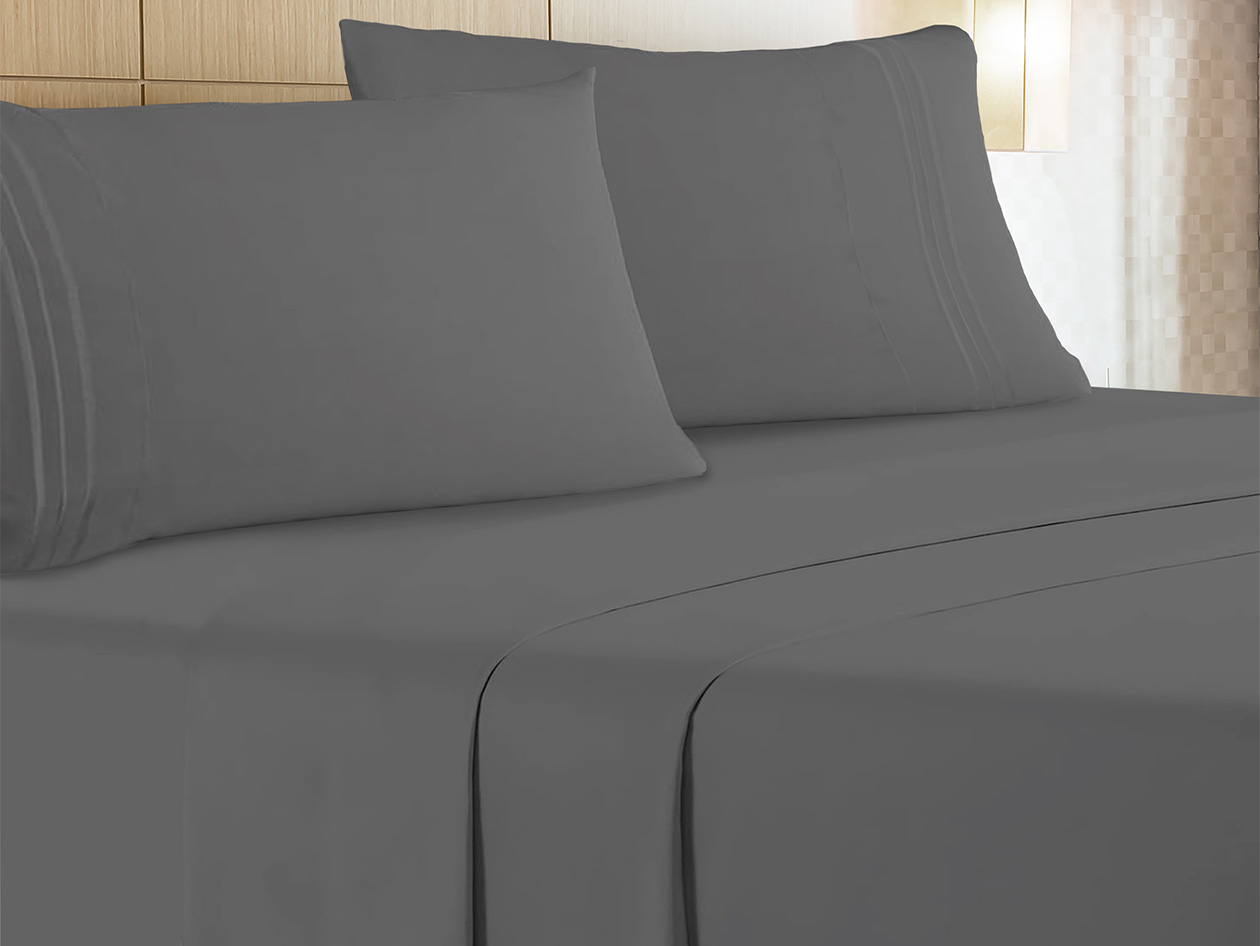 The Luxe 4-Piece Microfiber Bed Sheet Set (Charcoal/Twin)