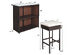 Costway 3 Piece Patio Rattan Wicker Bar Table Stools Dining Set Cushioned Chairs Garden - Brown