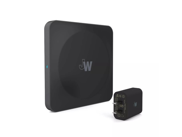 Just Wireless Qi 10 Watt Charger with 2 Amp AC, Case Friendly Charging- Black & Gray (New Open Box)
