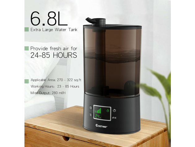 Costway 6.5L Ultrasonic Humidifier 360degrees 5-Level Mist Settings - Black