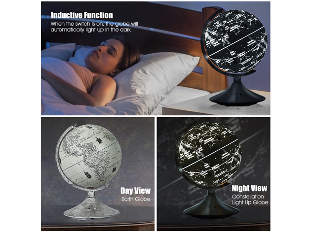 Costway 3-in-1 LED World Globe 9" Desktop Globe with Illuminated Map