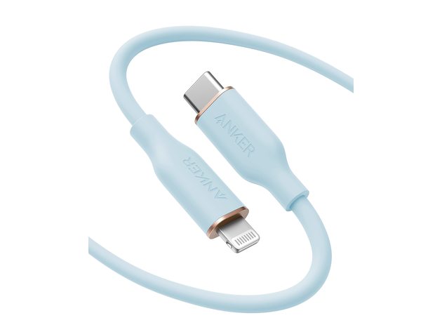 Anker 641 USB-C to Lightning Cable (Flow, Silicone) - 6ft/Misty Blue