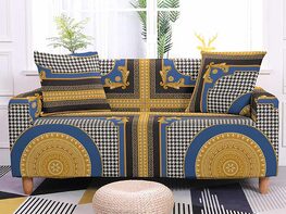 Elastic Sofa Cover for L.R. Mod Sectional Corner Sofa (Blue/Black)