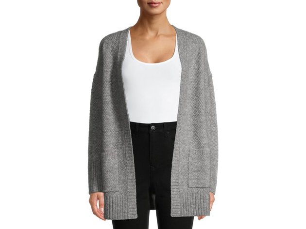 Pink Rose Women's Juniors' Open Cardigan Sweater Gray Size Small
