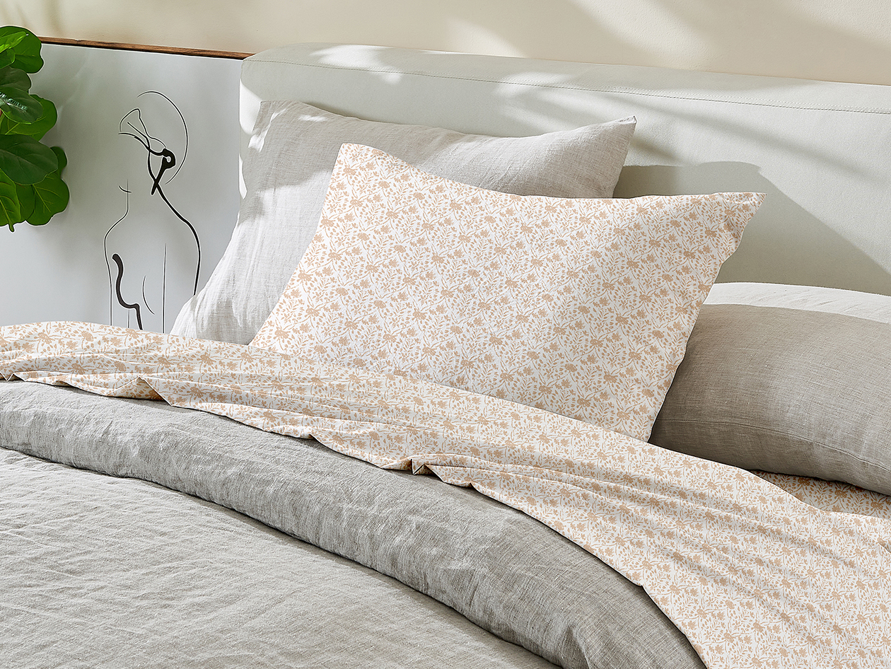3-Piece Floral Print Microfiber Sheet Set (Diamond Taupe/Twin)