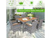 Costway 7PCS Patio Rattan Dining Set Acacia Wood Table Cushioned Chair Mix Gray - Gray, Natural