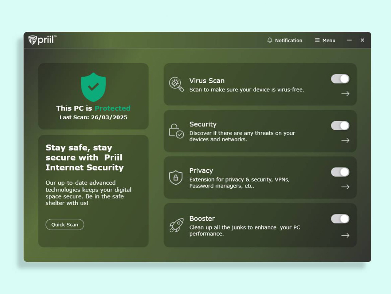 Priil Internet Security Basic Plan: Lifetime Subscription