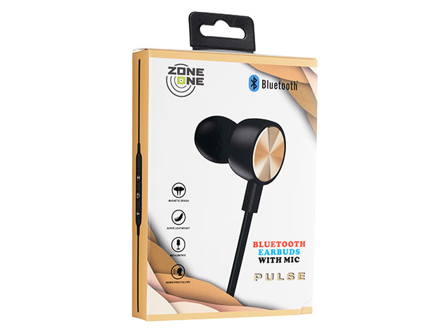 Zone One Pluse Bluetooth Gym Headphones with Mic (Gold/2-Pack)