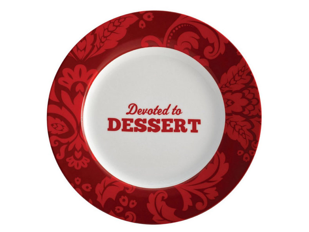 Cake Boss Serveware 4-Piece Porcelain Dessert Plate Set Patterns and Quotes - Multi colored