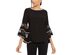 MSK Women's Plus Illusion Rhinestone Bell-Sleeve Top Black Size 2X