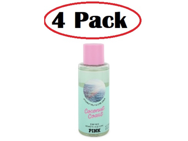 4 Pack of Victoria's Secret Pink Coconut Coast by Victoria's Secret Body  Mist 8.4 oz