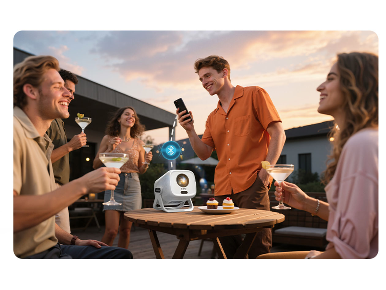 N5 1080p Portable Smart Projector - Netflix Certified, Auto-Focus, Voice Controlled, Wi-Fi 6 & Bluetooth 5.4