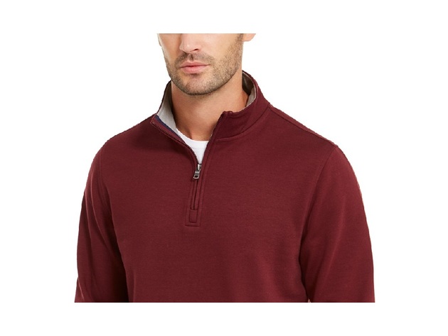 Club Room Men's Stretch Quarter-Zip Fleece Sweatshirt Wine Size Extra Large