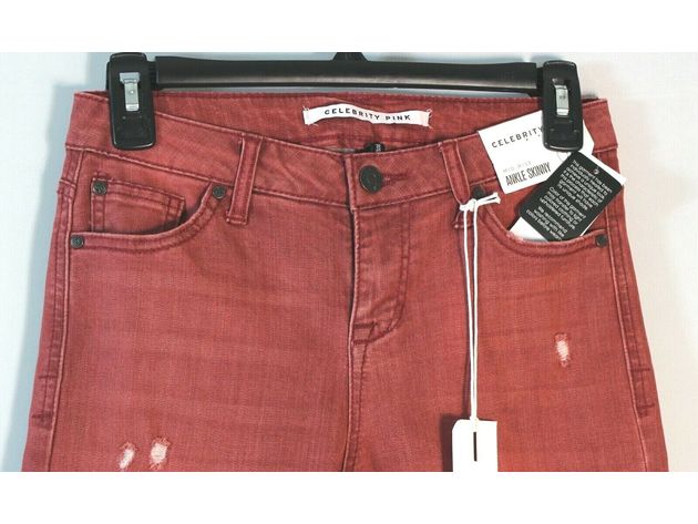 Celebrity Pink Women's Juniors' Colored Distressed Skinny Jeans