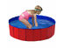 Costway 48" Foldable Kiddie Pool Kids Bath Tub Ball Pit Playpen Indoor Outdoor Portable - Red+Blue