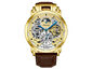 Menai Automatic 47mm Skeleton Dual Time Watch - Gold Dial