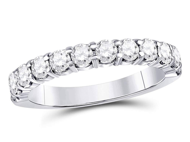 1.00 Carat (ctw G-H, I2-I3) Diamond Wedding Anniversary Band in 14K White Gold - 8.5