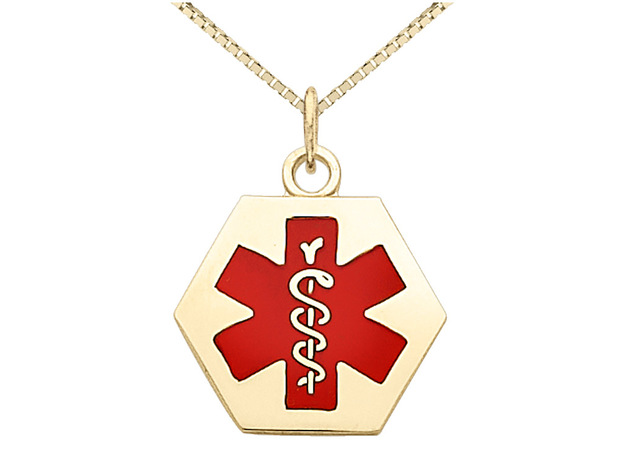 14K Yellow Gold Medical Charm Pendant Necklace with Chain (1 Inch)