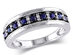 Blue Sapphire Ring 3/5 Carat (ctw) with Diamonds in 10k White Gold - 10