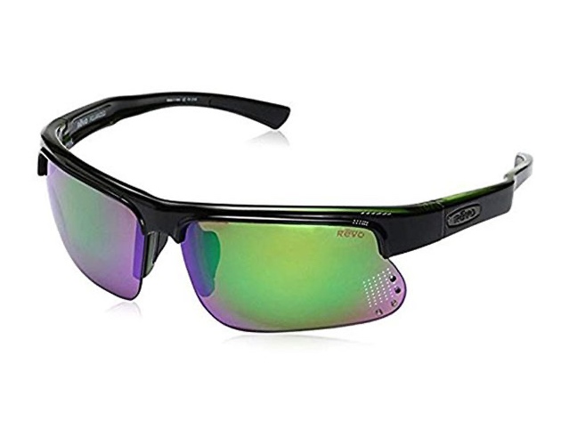 Revo RE 1025GF 18 GN Cusp S Polarized Wrap Sunglasses, Black/Green Green Water, 67 mm - Black
