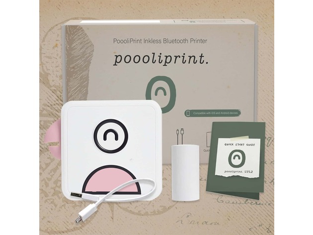 PoooliPrint Inkless Bluetooth Pocket Printer (Pink/L2 Instant HD 300DPI)