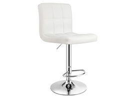 Costway Adjustable Armless Bar Stool Swivel Kitchen Counter Bar Chair PU Leather White