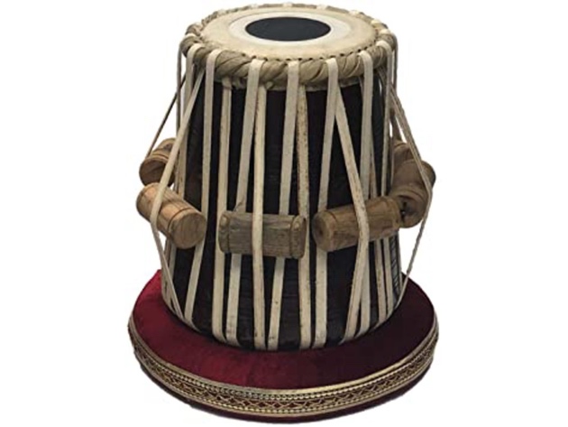 Satnam Golden Finish Bayan Hand Crafted Professional Tabla Drum Set - Copper (Used, Damaged Retail Box)