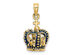 14K Yellow Gold Blue Enamel Crown Charm Pendant Necklace with Chain
