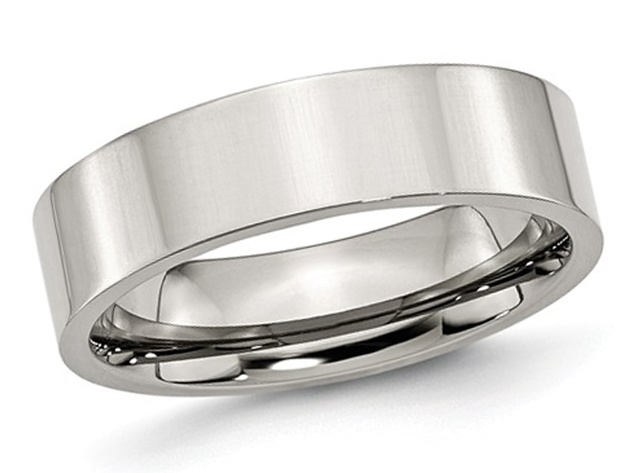 Mens Chisel 6mm Stainless Steel Comfort Fit Wedding Band - 13