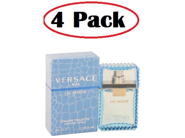 4 Pack of Versace Man by Versace Eau Fraiche Eau De Toilette Spray (Blue) 1 oz