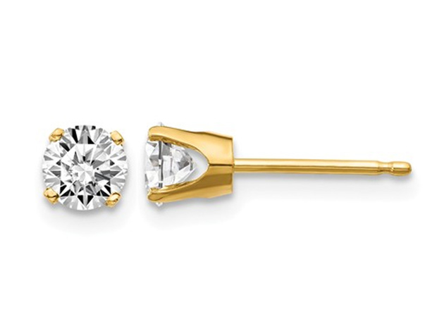 7/10 Carat (ctw I1, J-K) Diamond Solitaire Stud Earrings in 14K Yellow Gold