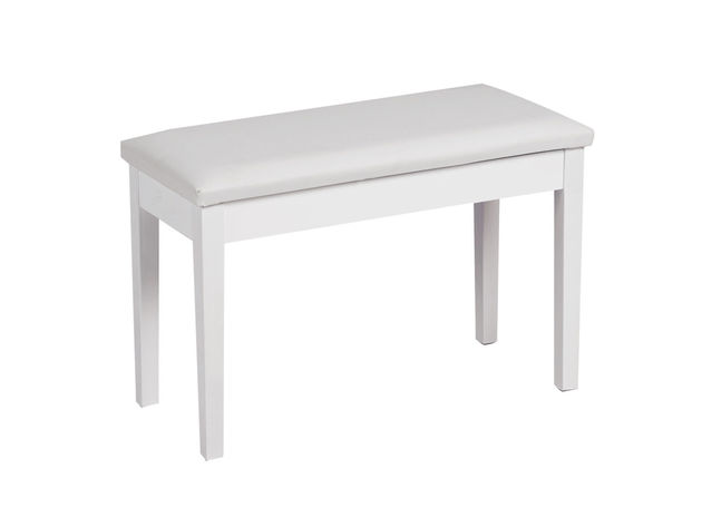 Costway Solid Wood PU Leather Piano Bench Padded Double Duet Keyboard Seat Storage White - White