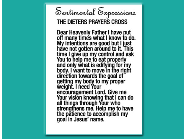The Dieters Prayer Cross Pendant Necklace in Antiqued Sterling Silver with Chain