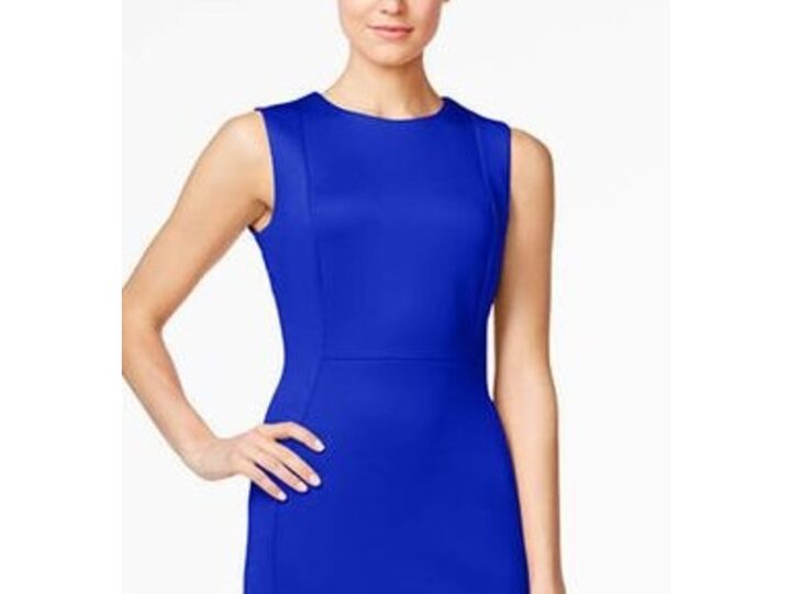 Calvin Klein Women's Seamed Scuba Crepe Sheath Dress Blue Size 6 |  StackSocial