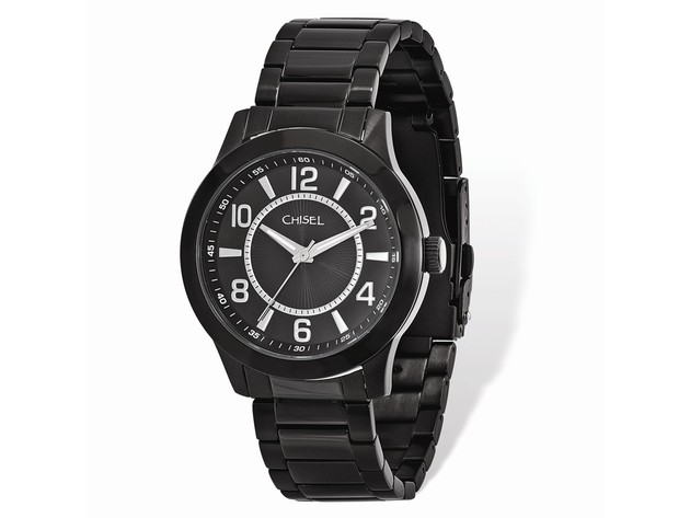 Chisel Mens Black IP-plated Stainless Steel Black Dial Watch