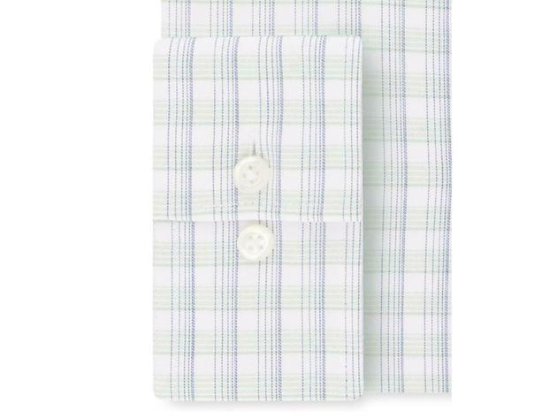 Van Heusen Men's Classic/Regular-Fit Wrinkle-Free Performance Stretch Flex  Collar Plaid Dress Shirt Blue Size 34-35