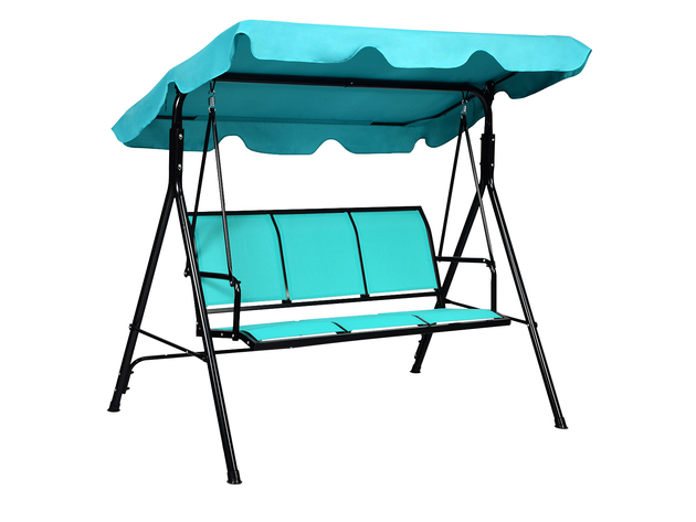 Costway 3 Person Patio Swing Canopy Yard Furniture Blue