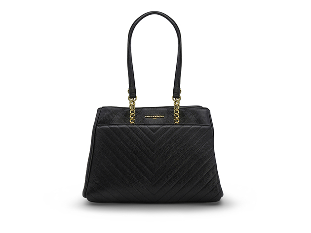 Karl Lagerfeld Charlotte Black & Gold Leather Tote (Store-Display Model)