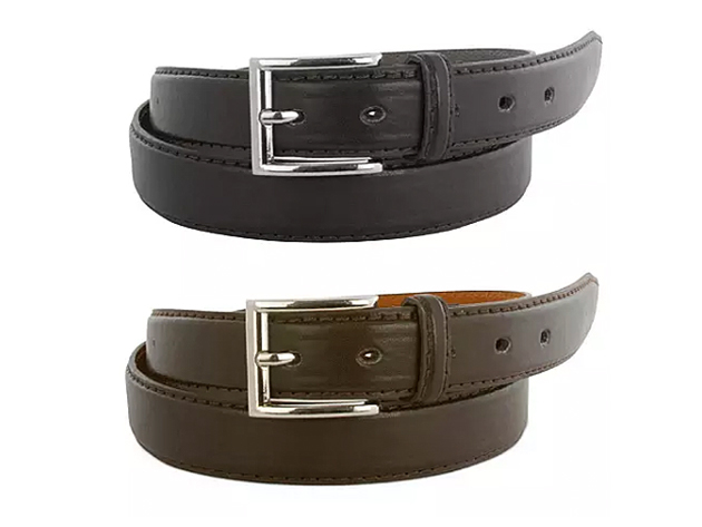 Royal Boudoir Men's Black & Brown Leather Belts: 2-Pack (Size 42-44)
