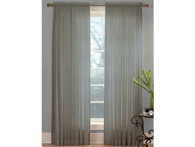 Miller Curtains Sheer Angelica Voile Panel with Rod Pocket Header Polyester, 59 Inch By 108 Inch, Gray