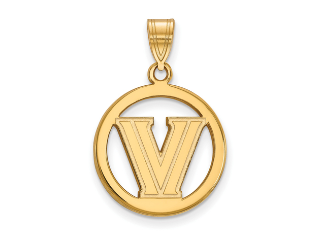 14k Gold Plated Silver Villanova U. SM Logo Circle Pendant